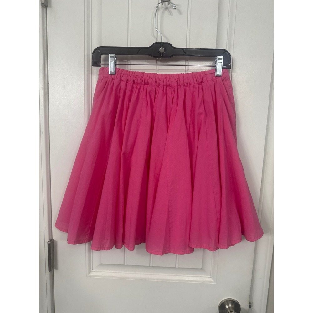 Xirena Pink Cotton Flared Mini Skirt Elastic Waist Womens Size Small Made in USA